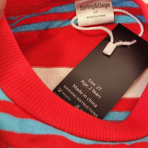 Spring & Gege Toddler Boy's Striped Pullover Shirt Long Sleeve Red/Blue Size 2T - Picture 5 of 8